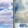 Saturday: A slight chance of rain between 1pm and 2pm, then a chance of showers and thunderstorms between 2pm and 5pm, then a chance of rain. Mostly cloudy. High near 59, with temperatures falling to around 54 in the afternoon. West southwest wind 1 to 6 mph. Chance of precipitation is 40%. New rainfall amounts less than a tenth of an inch possible. Saturday: Mostly Cloudy then Chance Showers And Thunderstorms